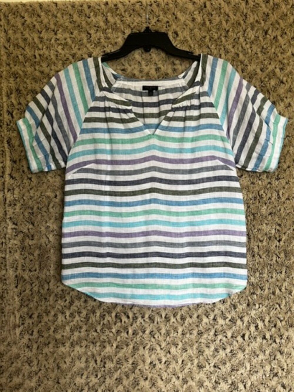 EUC Talbots Striped Linen Blouse
